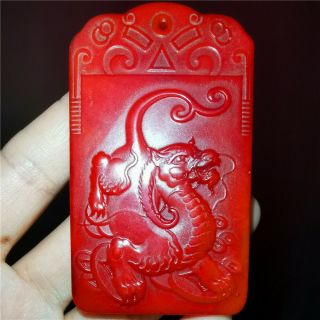 Chinese Old Hetian Jade Jadeite Hand - Carved Pendant Necklace Statue Dragon