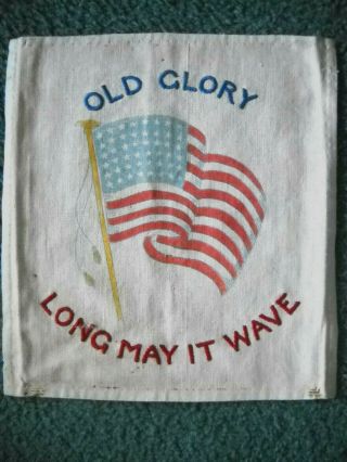 Vintage Usa Flag Old Glory Long May It Wave 48 Stars Cloth Sampler No.  198