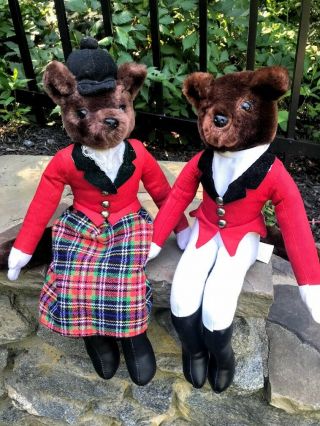 Aa Importing Mr & Mrs Fox Hunting Equestrian Plush Dolls 17 " Huntsman Plush
