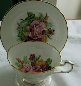 Vintage Paragon Double Warrant Tea Cup And Saucer Cabbage Roses