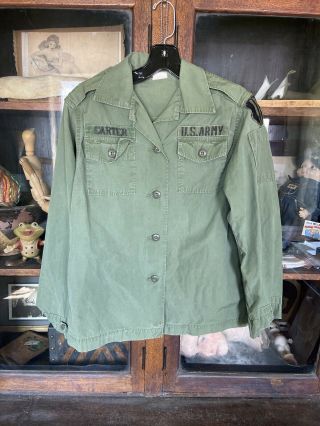 Vintage Womens Vietnam Us Army Jacket Shirt Og - 107 Poplin 1960’s Military Id