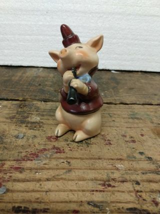 Vintage Walt Disney Character Pig With Flute Porcelain Ceramic Figurine Germany