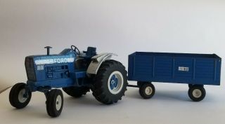 Vintage Ertl Ford 8600 Die Cast Tractor & Big Blue Trailer Wagon Rusty Toys