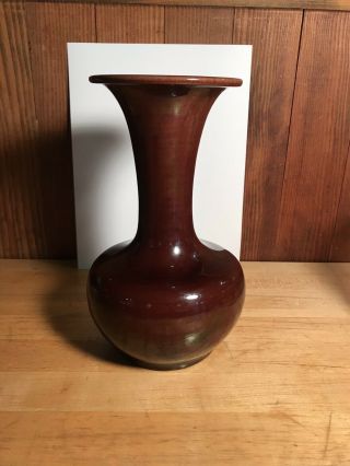 Antique Japanese Meiji Oxblood Glazed Porcelain Vase Awaji