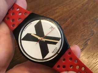 Vtg 1987 Swatch Watch X - Rated Ag1987 Not Parts Repair