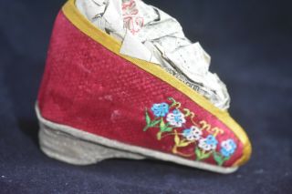 Antique 19th Century Pair Chinese Silk Lotus Shoes for Bound Feet 3