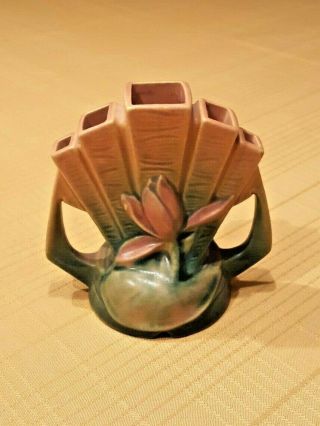 Vintage Roseville Art Pottery Pink “water Lily” Flower Frog 48