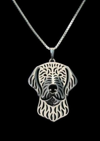 Hungarian Wire Haired Vizsla Pendant Necklace With 18 Inch Chain - Silver