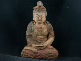 9.  1 Inches Large Great Chinese Old Wood Hand Carved Bodhisattva Statue X099