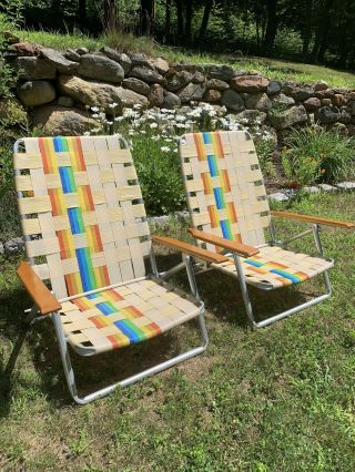 Vintage 1970’s Aluminum Webbed Lawn Beach Lounge Chair
