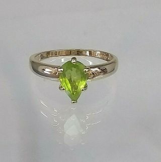 Vintage Solitaire Peridot Ring 9ct Yellow Gold Sz L1/2 Engagement Style