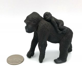 Schleich Female Gorilla W/baby On Back Silverback 2011 Ape Animal Figure 14662