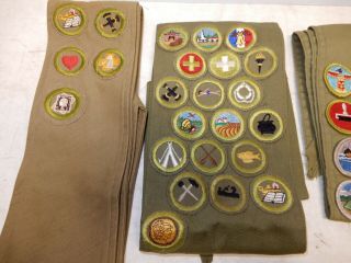 3 VINTAGE BOY SCOUT SASHES WITH MERIT PATCHES 1 3