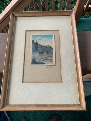 Framed Japanese Woodblock Print Pencil Signed Takahashi Shotei Estate Find 2