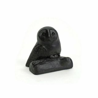 Black Snowy Owl On A Log | Juvenile Bird | Abbott Of Canada | Vintage Figurine