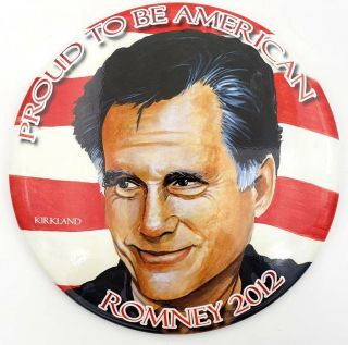 2012 Mitt Romney For President Large 6 " Campaign Button With Easel Back