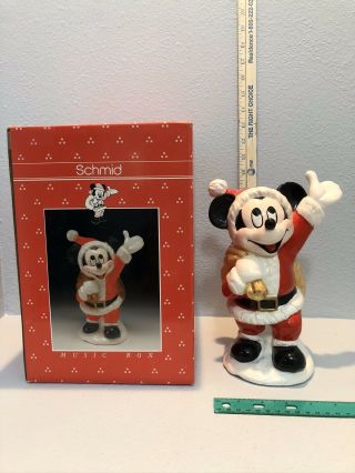 Vintage Disney Mickey Mouse Santa Music Box By Schmid Jingle Bell Rock
