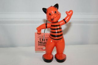 Vintage Rosbro Rosen Hard Plastic Halloween Cat Candy Container Tag