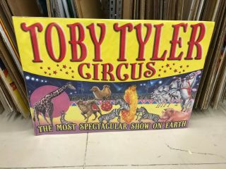 Vintage Toby Tyler Circus Poster 26 " X 38 " Circus Ring Of Animals Giraffe Etc.