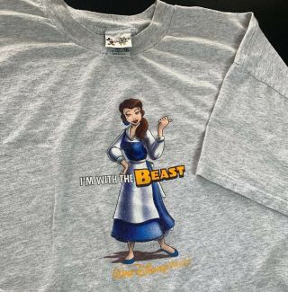 Vintage Walt Disney World Belle T - Shirt Im With The Beast Graphic 90s Women 5xl