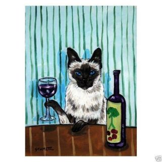 Siamese Cat At The Wine Bar Set Of Notecards Envelopes