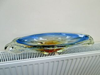 Large Vintage Murano Freeform Art Glass Centre Piece Dish Bowl 4.  9kg Weight