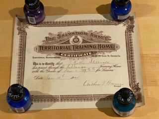 Vintage Salvation Army Diploma Territorial Training Home Jan.  12,  1914