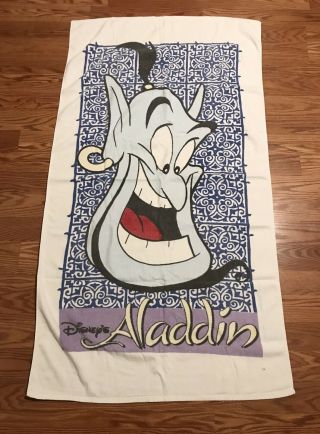 Vintage Aladdin Genie Towel 90s Disney Movie Promo Beach Cartoon All Over Print