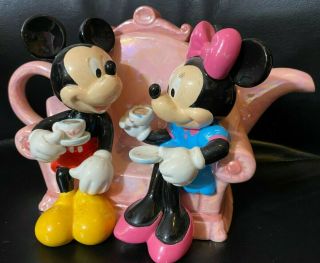 Mickey & Minnie Mouse On Loveseat Teapot Decorative Rare Disney Ceramic Kreisler