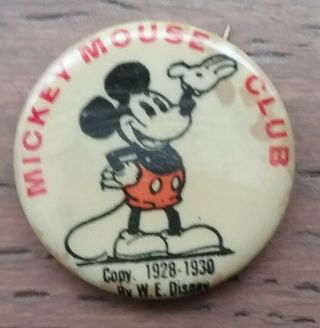 Vintage Mickey Mouse Pin,  1928 - 1930,  By W.  E Disney