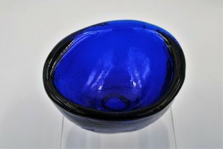 Vintage Blenko Hand Blown Glass MCM Bowl - 5517 - Persian Blue 2