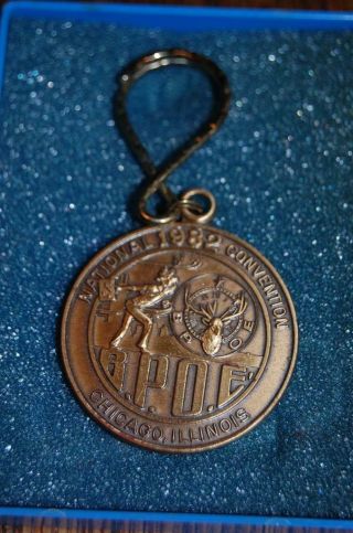 1982 Vintage B.  P.  O.  E.  Elks Chicago Il.  National Convention Brass Key Chain Fob