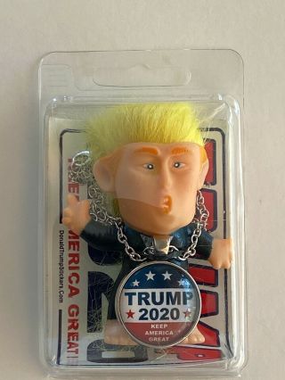 President Donald Trump Collectible Troll Doll Plus Trump 2020 Neckchain,  Decal