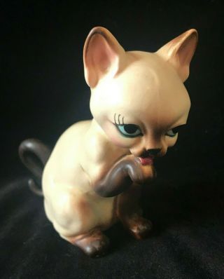 Vintage Siamese Cat Seal Point Figurine Made In Japan