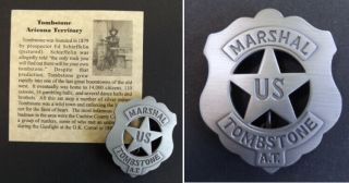 Tombstone Arizona Territory U.  S.  Marshal Badge,  Old West Western,  Silver