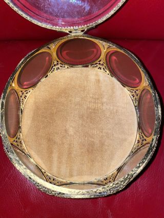 Vintage Stylebuilt 8 Glass Beveled Window Ormolu Casket Jewelry Box Display Case 3
