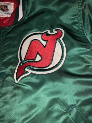 Starter Satin Jacket Men ' s M Green Jersey Devils NHL Hockey Vtg 80 ' s 1982 3