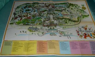 Vintage 1970s Walt Disney World Park Map Souvenir Magic Kingdom Mickey Mouse
