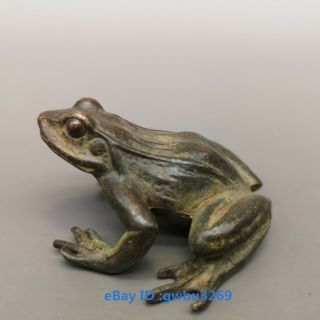Vintage Oriental Chinese Bronze Handwork Carved Frog Statue Za01