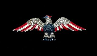 Vintage Trifari Alfred Philippe Patriotic American Eagle Brooch