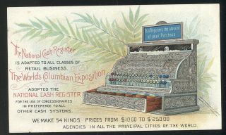 1893 Trade Card Advertising National Cash Register Co.  Dayton,  Oh.