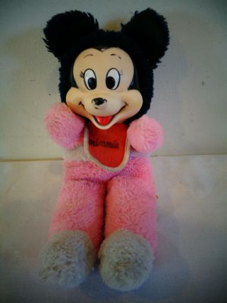 Vintage Baby Minnie Mouse Rubber Face Walt Disney Plush Bean Filled 1950 