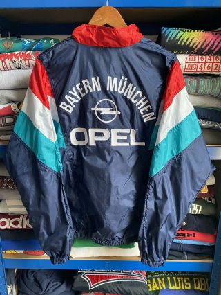 Vintage 1996 Adidas Bayern Munich Opel Training Track Top Jacket Navy 6 Large