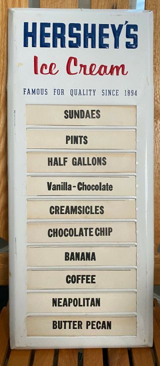 Vintage Hershey Ice Cream Menu Board