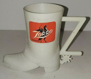 Vintage Disney Zorro Plastic Boot Drinking Mug Cup Guy Williams Television Show