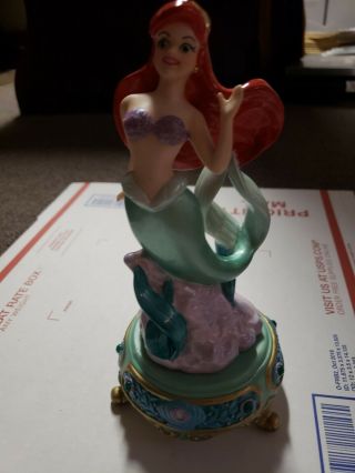 Rare Disney Store The Little Mermaid Princess Ariel Glitter Figurine Jewel Base