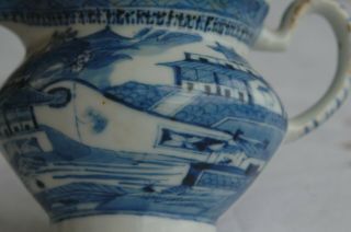 Ex Fine Chinese Export Blue Canton Snout Creamer Palace C.  1830 3.  50 " 8.  89 Cm