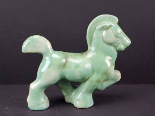 Vintage Shearwater Pottery Trojan Horse,  Green Glaze,  Usa
