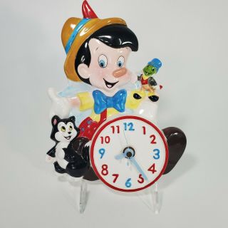 Vtg Schmid Walt Disney’s Pinocchio Hand Painted Ceremic Wall Clock (not)
