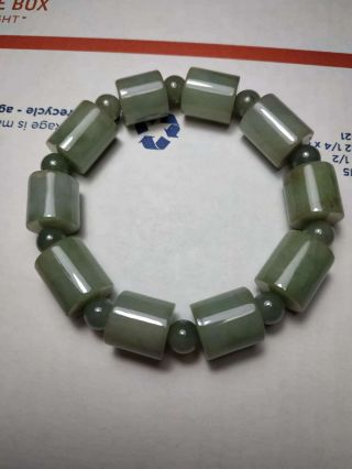 100 Natural Burmese Jadeite Jade Beaded Bracelet A 2881 Circular Column